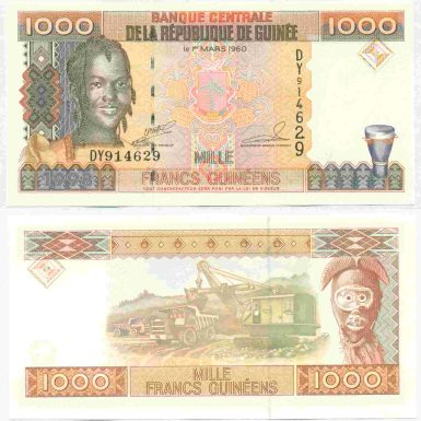 GUINEA NOTE 1000 FRANCS 1998 P 37 UNC